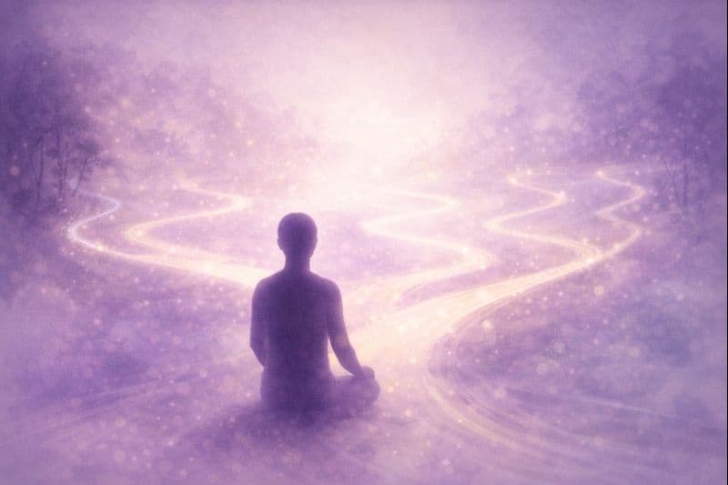 INFJ beslutsfattande och analysparalys - person vid vägskäl i dimman som söker klarhet och rätt väg framåt