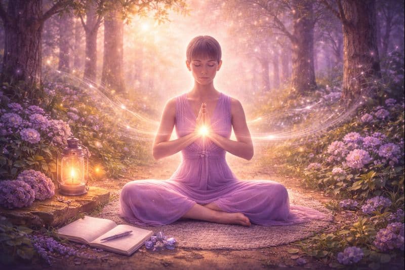 INFJ utbrändhet burnout - meditation i magisk skog för återhämtning och att hitta tillbaka till balans